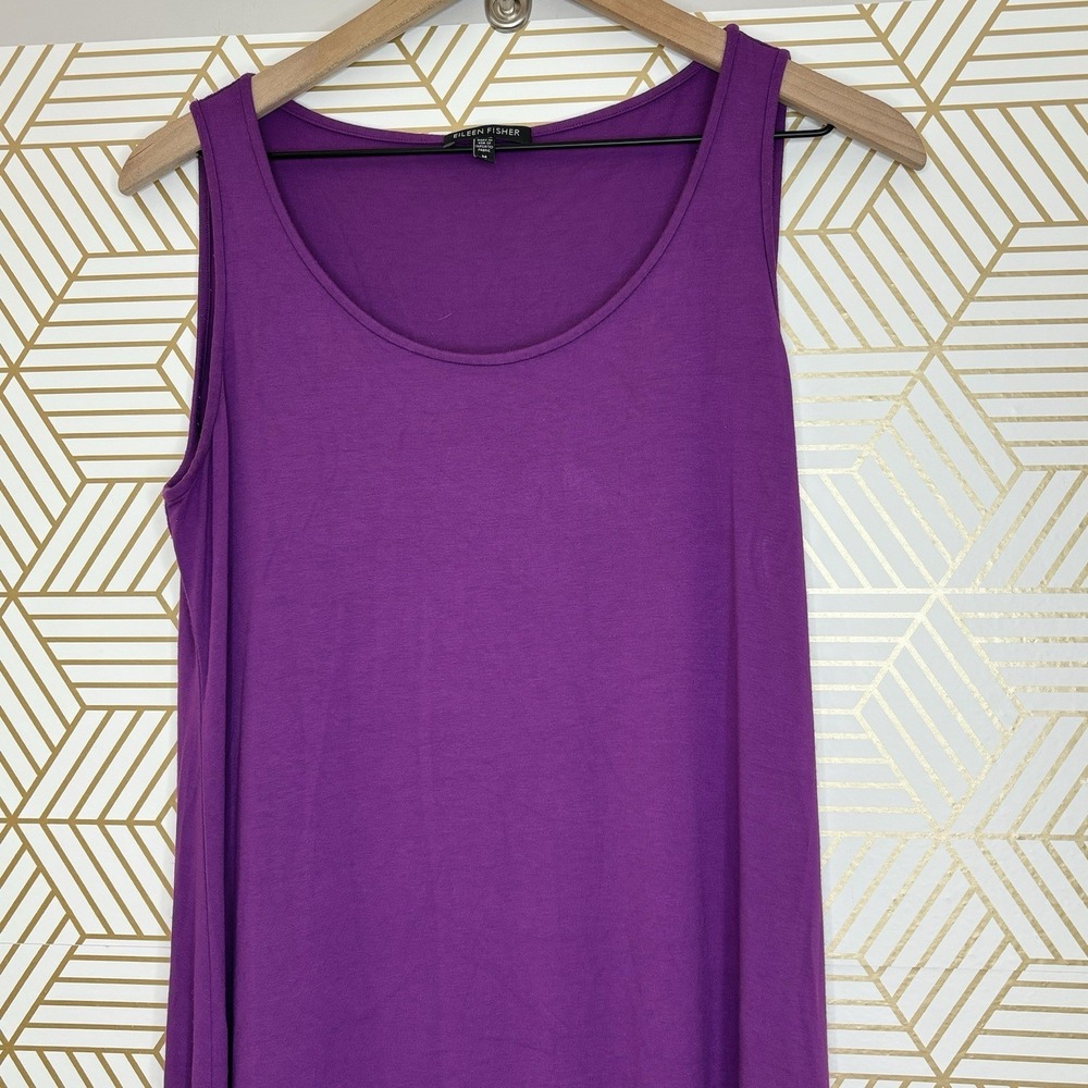 Eileen Fisher Jersey Tank Classic Purple Sleeveless Maxi Dress Medium Stretch